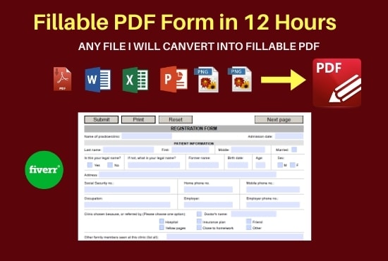 Design and develop fillable pdf form by Divi_designer | Fiverr