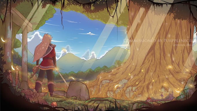 draw illustration, cover, background, landscape