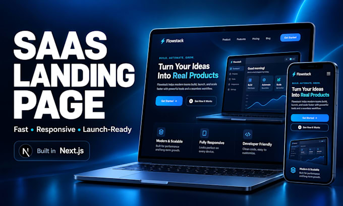 build a modern saas startup landing page in next js