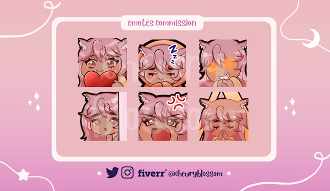 draw cute anime chibi custom emotes and sub badges twitch, youtube and discord