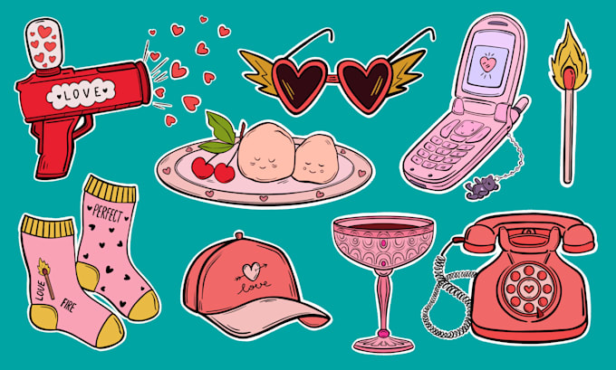 create hand drawn doodle illustrations, icons