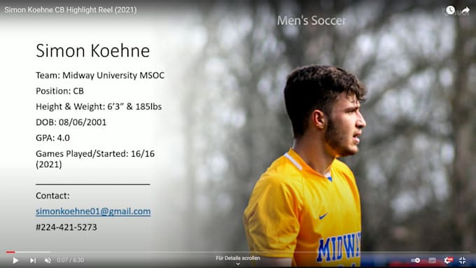 create your soccer CV and a personalized email to send out to coaches