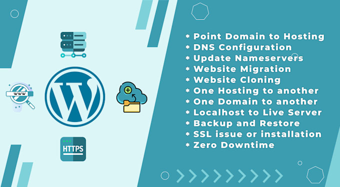 point dns,backup,clone,migrate wordpress website to new hosting or domain