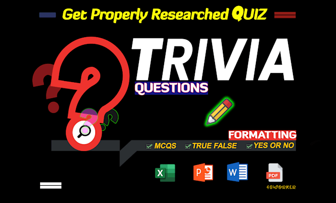 write any quiz, trivia questions, mcqs, on your topic and format
