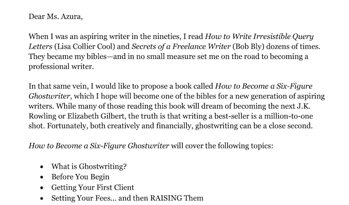 edit your query letter or cover letter