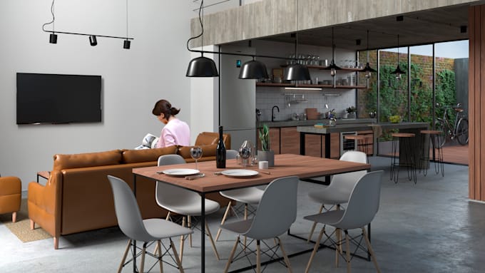 3d modeling and rendering of interior architecture