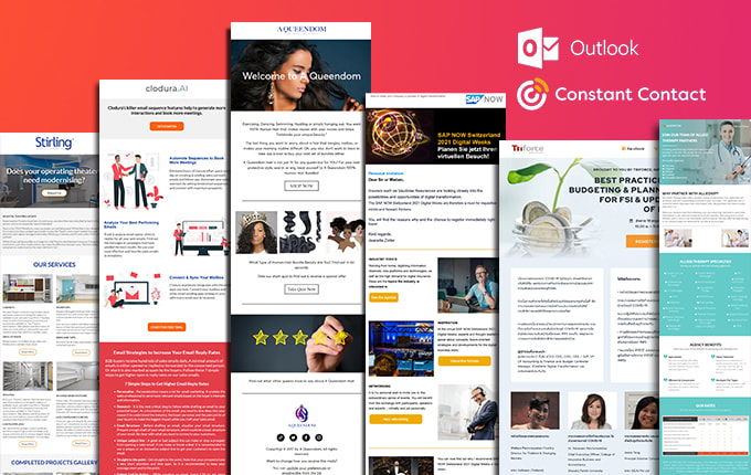 Create outlook and constant contact email template newsletter by