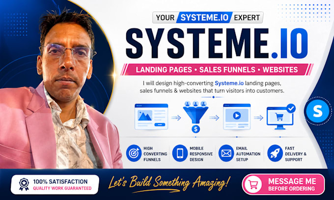 build a systemeio landing page website and sales funnel