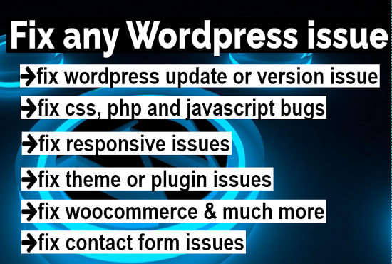fix any wordpress issue in a very quick time