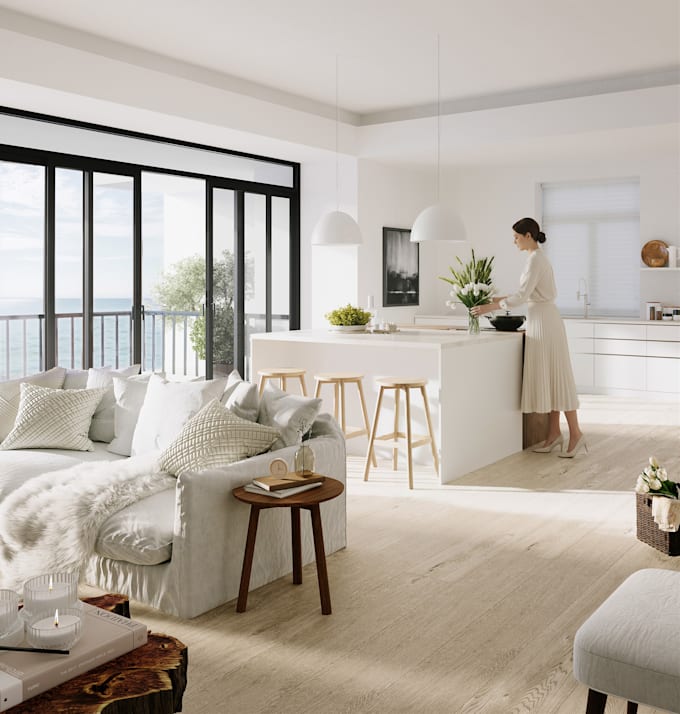 create a photorealistic 3d interior render