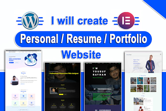 create a resume or personal portfolio website using wordpress elementor