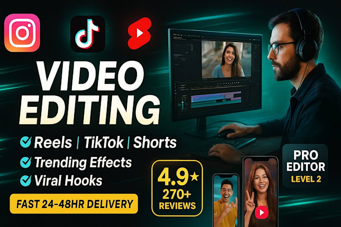 do tiktok video editing, instagram reels, youtube shorts