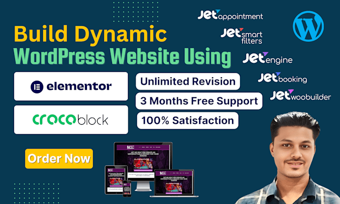 build dynamic wordpress website using elementor, crocoblock