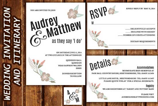 design invitations and itinerary for you