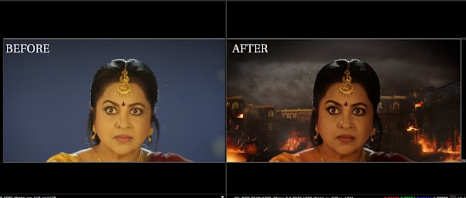 vfx compositing, greenscreen keying, cleanups, motion graphics