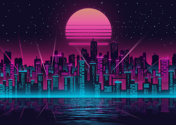 illustrated cyberpunk landscape for your need