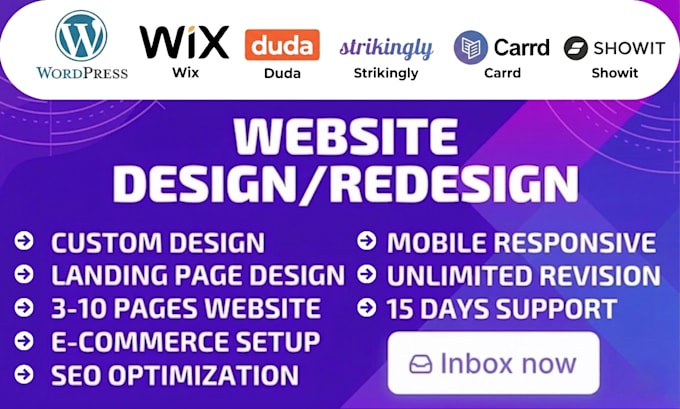 design a modern high converting website using duda carrd strikingly wix showit
