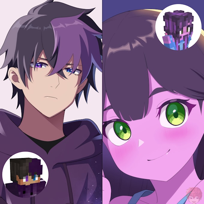 draw your minecraft skin into anime style illustration