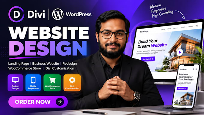 design a divi wordpress website, landing page or redesign your site