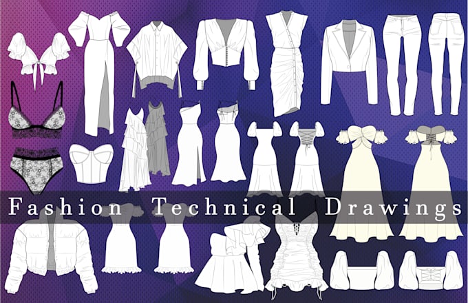 create fashion flat sketches and tech packs