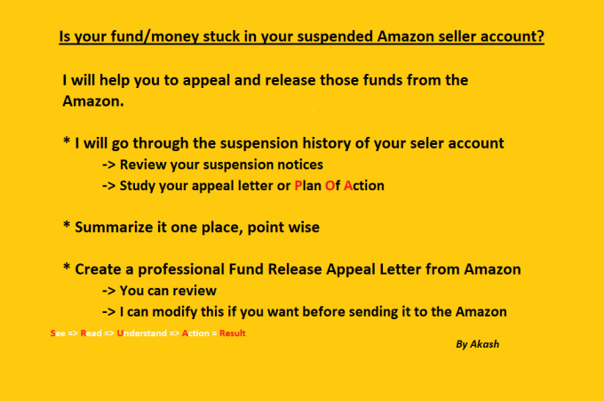 Appeal to release your funds from your suspended amazon account by