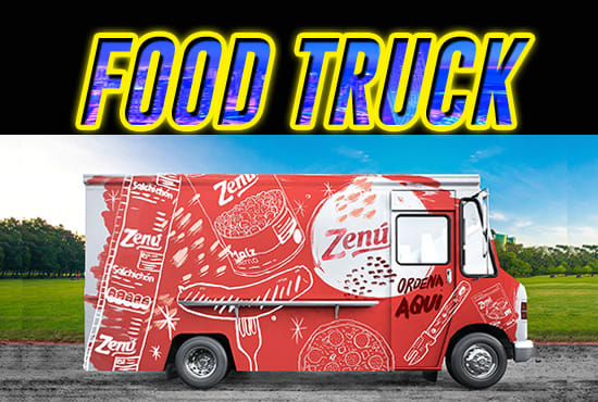 design unique and professionally food truck wrap for you