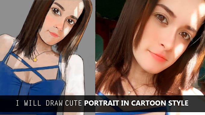 draw cute portrait in cartoon style