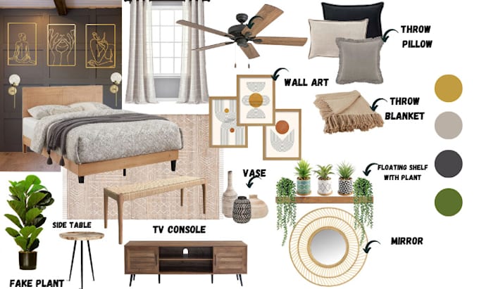 offer interior design mood boards, floorplan, shopping lists