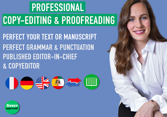 expertly proofread copyedit in german, spanish, french, english