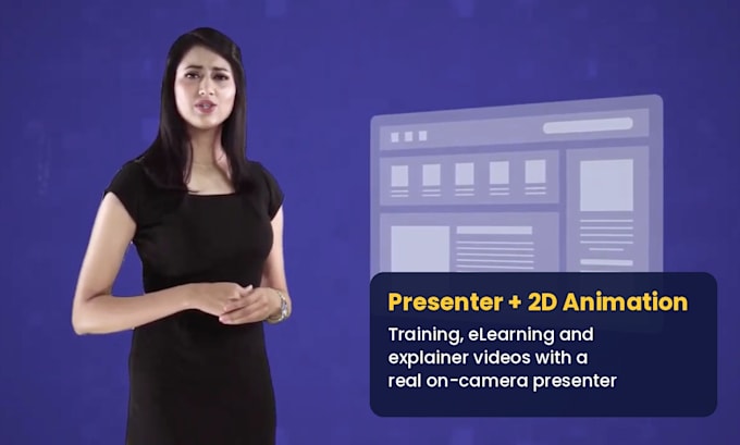 create a spokesperson video with presenter and 2d animation