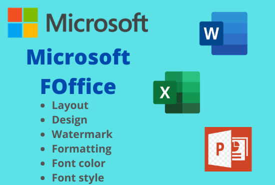 format, design and edit microsoft word  excel and powerpoint