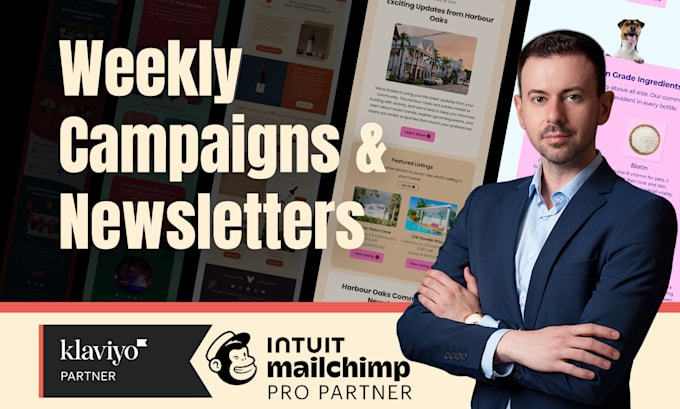 create weekly email campaigns or newsletters on mailchimp or klaviyo