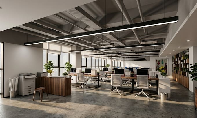 do photorealistic 3d interior design renderings for office and commercial spaces
