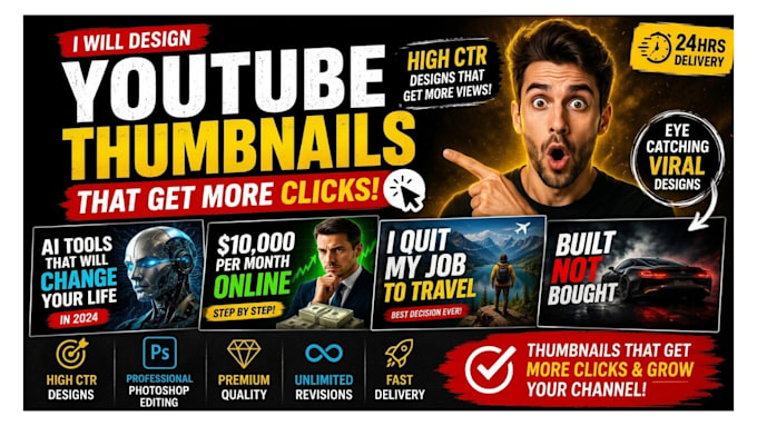 design high CTR youtube thumbnails that get more clicks