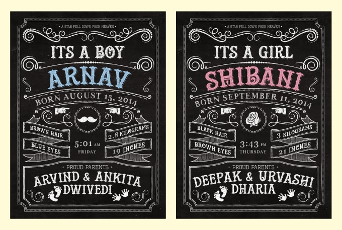 Chalkboard birth announcement clearance