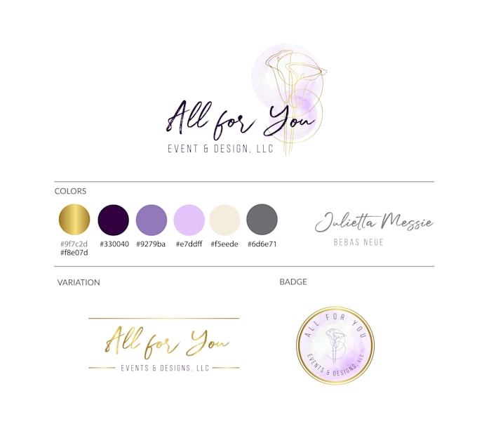 Create Feminine Logo And The Branding Board For You