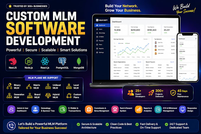 design and develop MLM website and mobile app