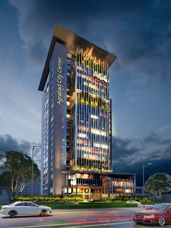 do high quality photorealistic exterior render architecture building