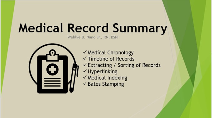 create medical record summary in chronological order