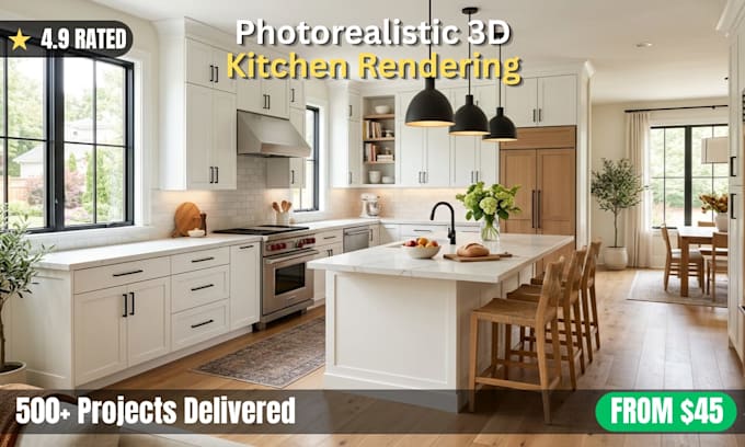 do stunning kitchen interior design and photorealistic rendering