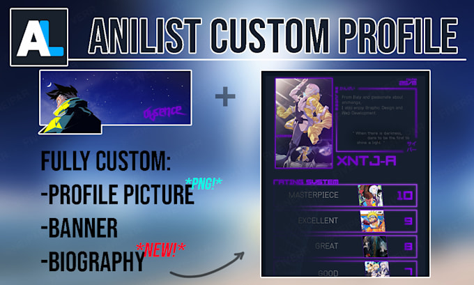 Create a design for your anilist profile fully customizable by Neipar ...