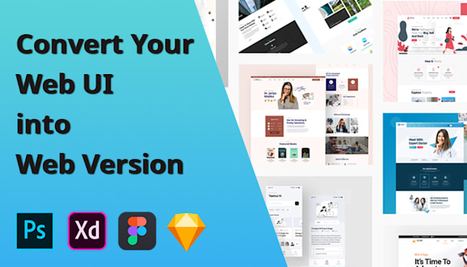 convert adobe PSD, adobe xd, figma or sketch to HTML