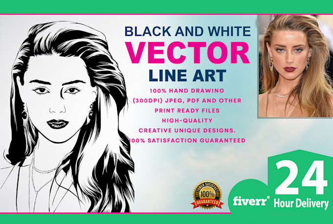 Draw black and white line art and clip art for your photo by ...