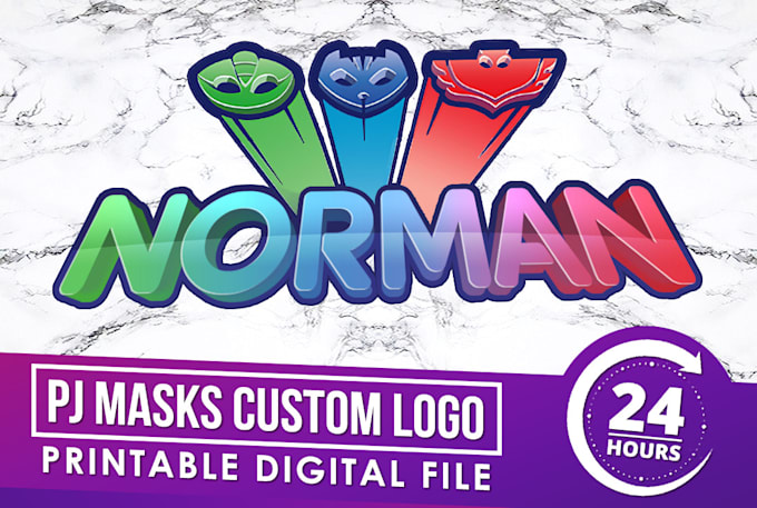 put your name or text on pj masks logo