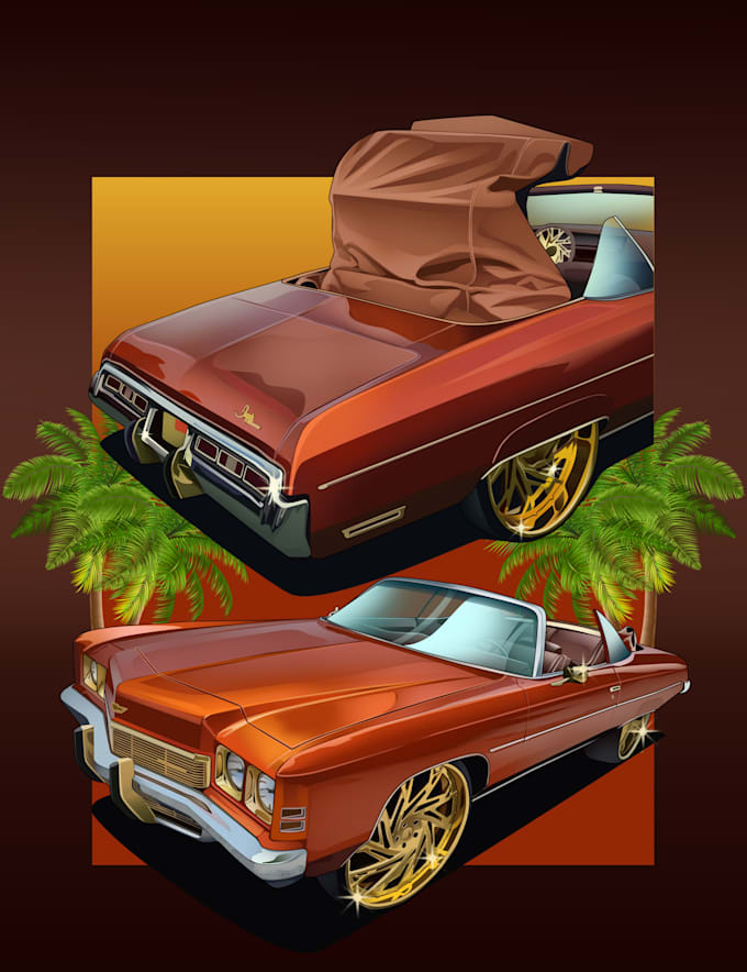 draw classic car illustration for tshirt design