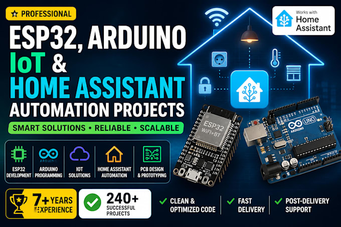 develop esp32, arduino, iot and home assistant automation projects