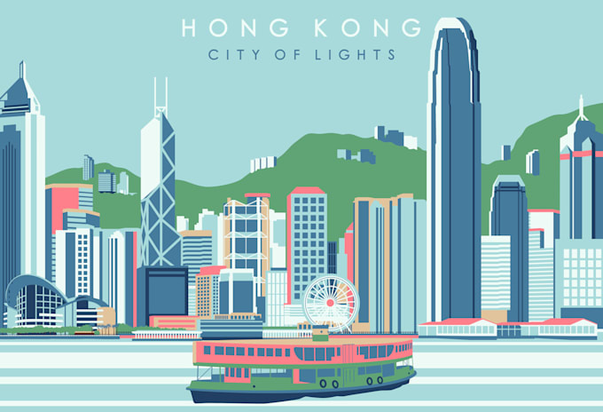 create a landscape and urban vector art illustration