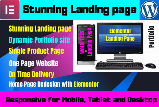 design a responsive elementor landing page or wordpress website