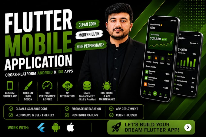 develop high performance android, ios, and flutter mobile applications