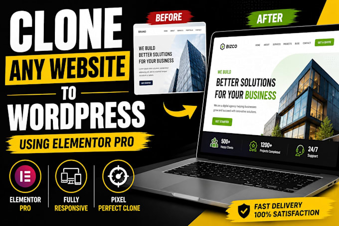 clone web page into wordpress page template or elementor template